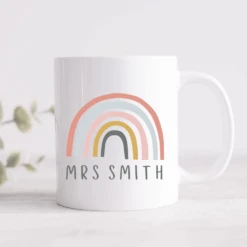 Teacher Pretty Rainbow Personalised Mug