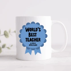 Teacher Rosette Personalised Award Mug - Pink, Blue Or Grey