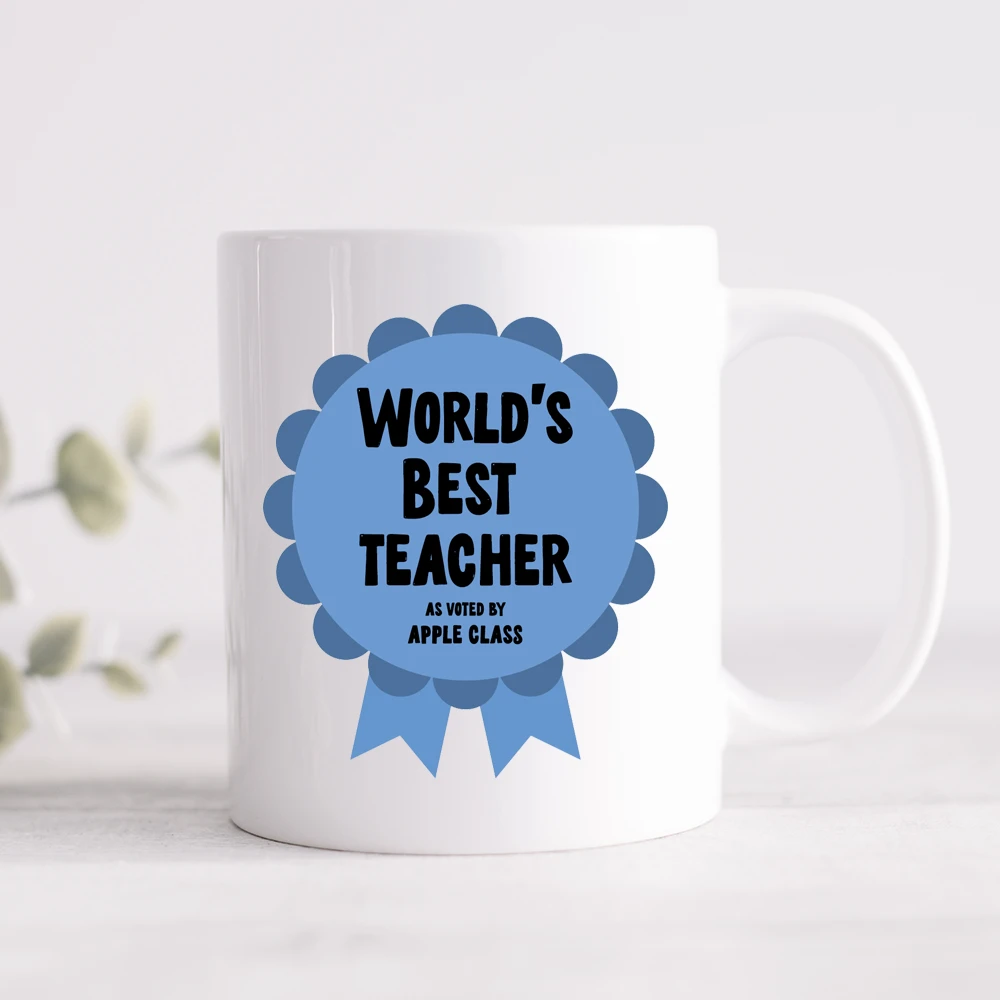 Teacher Rosette Personalised Award Mug - Pink, Blue Or Grey