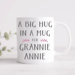 A Big Hug In A Mug Grey & Pink Personalised Mother's Day Mug