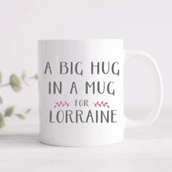 A Big Hug In A Mug Grey & Pink Personalised Mug