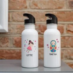 Children's Personalised Fairy Or Russian Doll Water Bottle