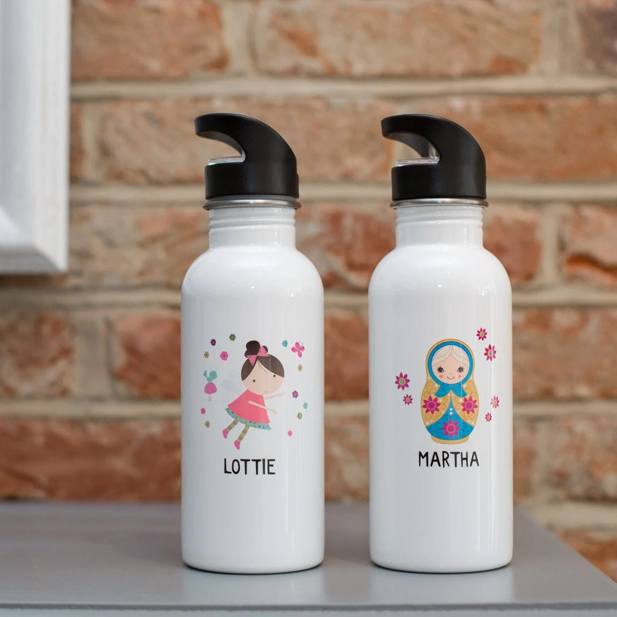 Children's Personalised Fairy Or Russian Doll Water Bottle