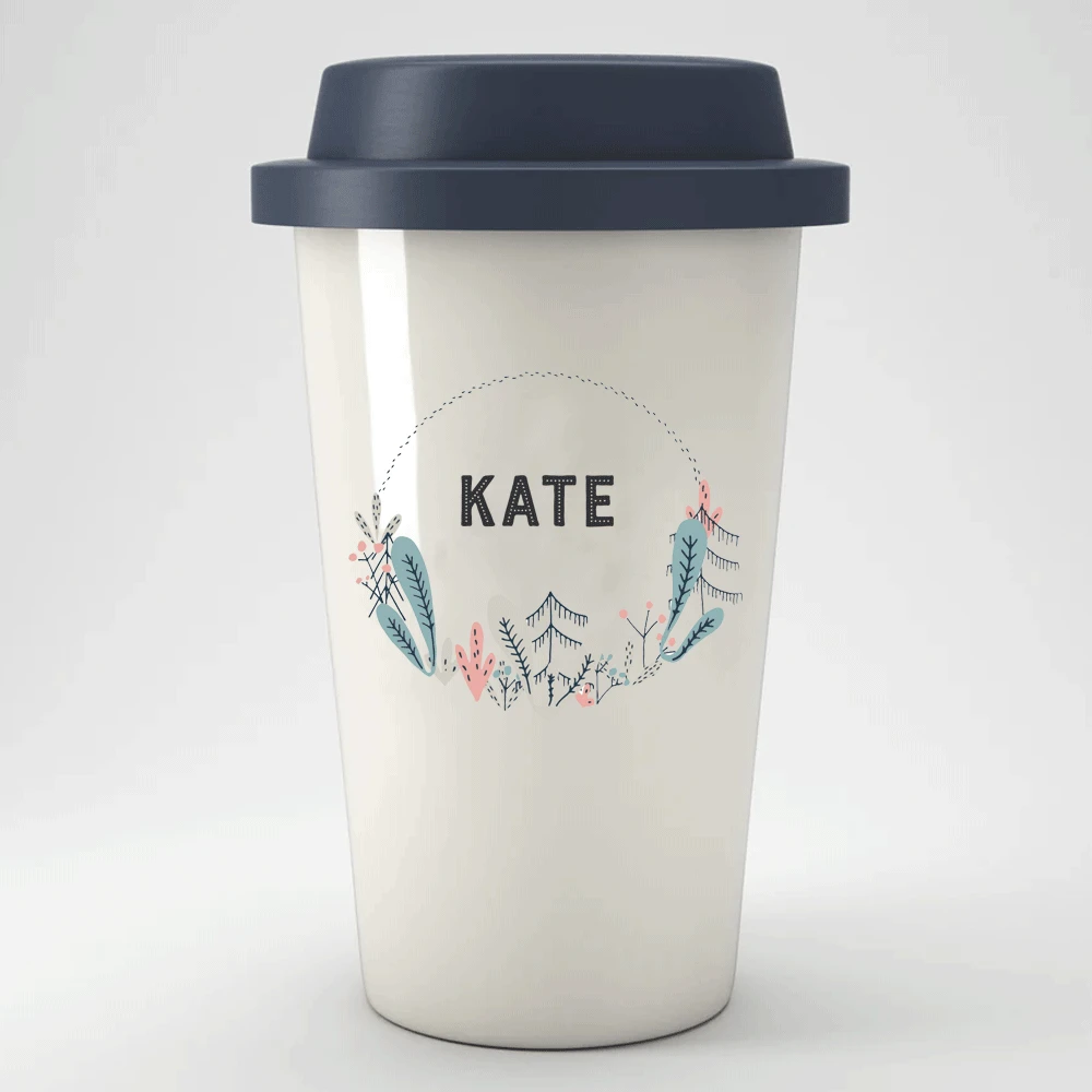 Pretty Personalised Travel Coffee Cup
