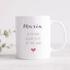 Grey & Pink Heart Mug With Personalised Message