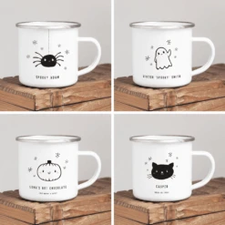 Halloween Personalised Hot Chocolate Enamel Mug