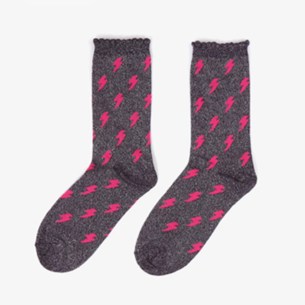 Ladies' Glitter Cotton Socks - Various Designs - Image 3