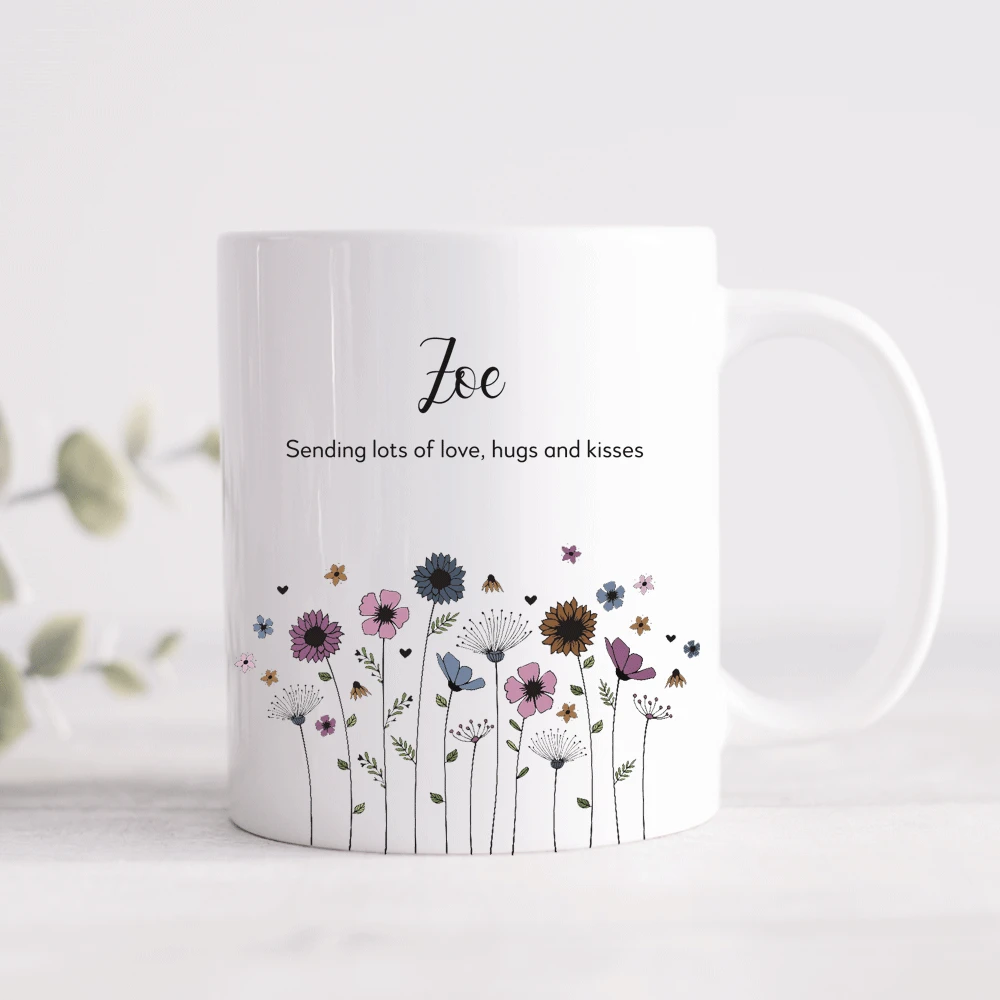 Meadowfield Ditsy Floral Mug With Personalised Message (Various Colours)