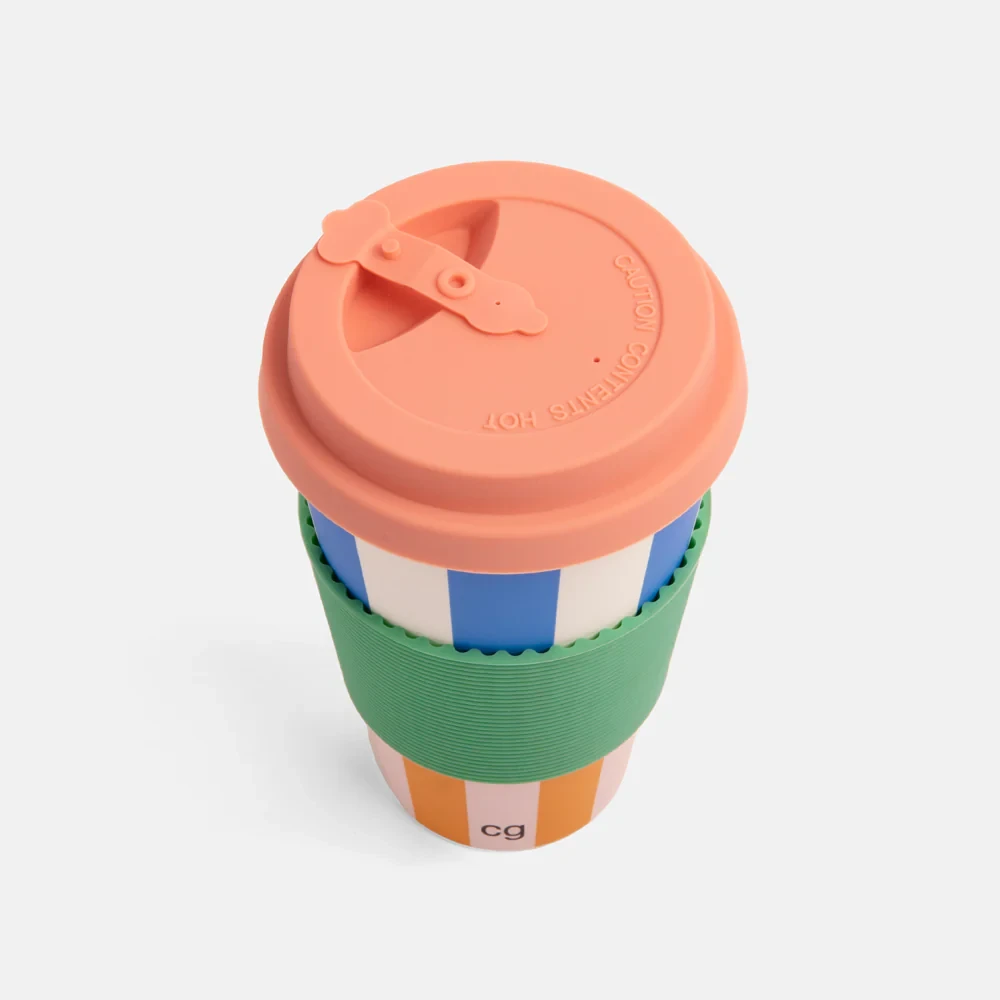 Caroline Gardner Multi Stripe Bamboo Reusable Coffee Cup - Image 2
