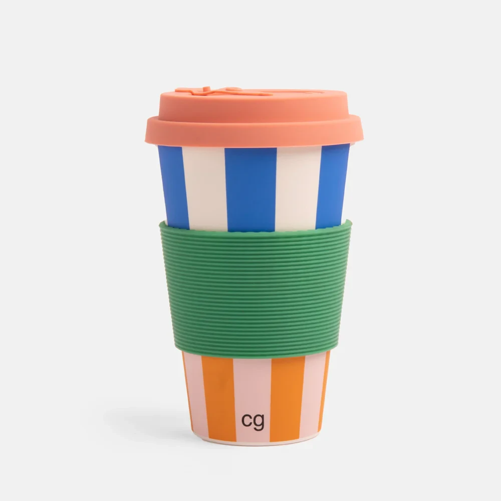 Caroline Gardner Multi Stripe Bamboo Reusable Coffee Cup