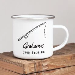 Personalised Fishing Enamel Mug