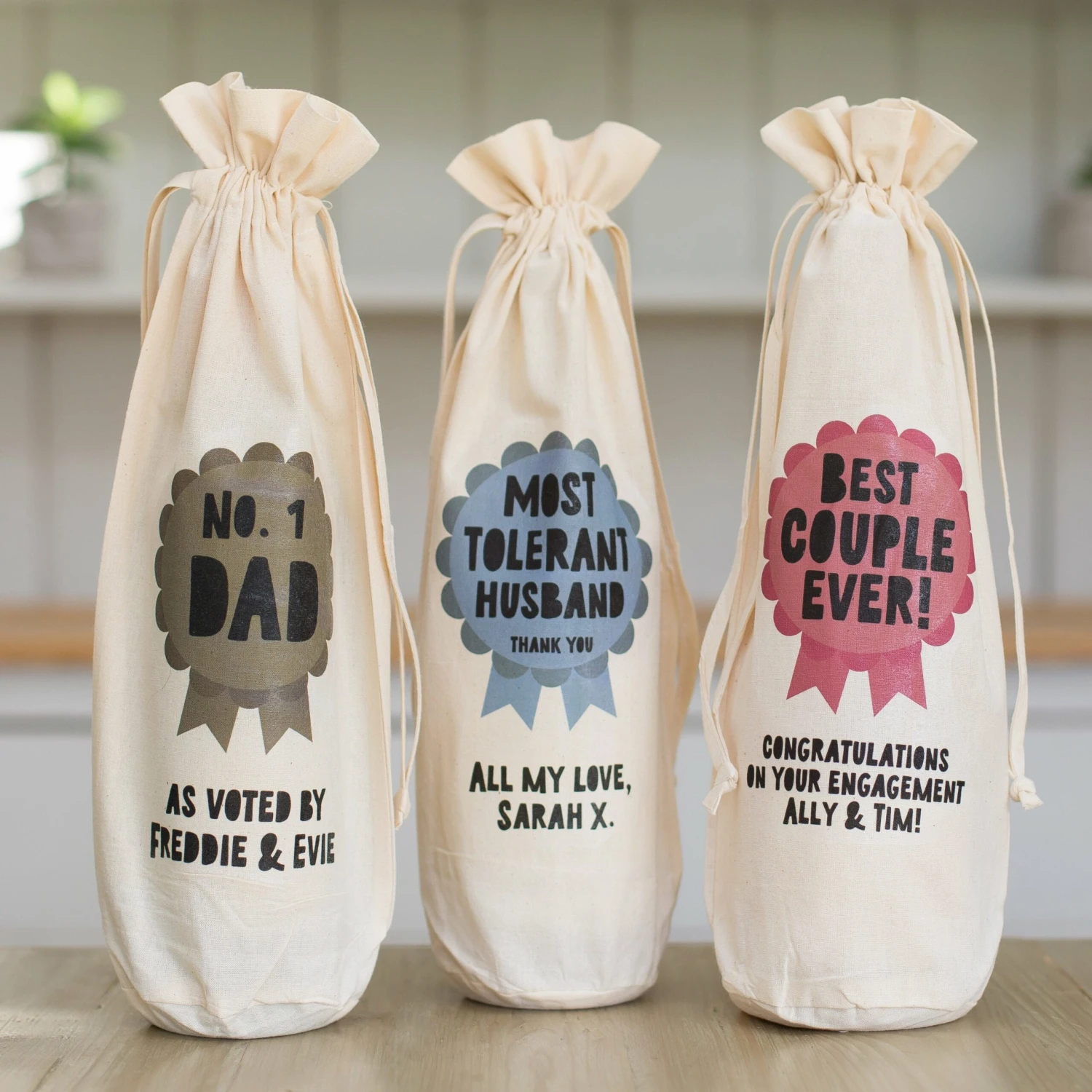 Personalised Rosette Bottle Gift Bag