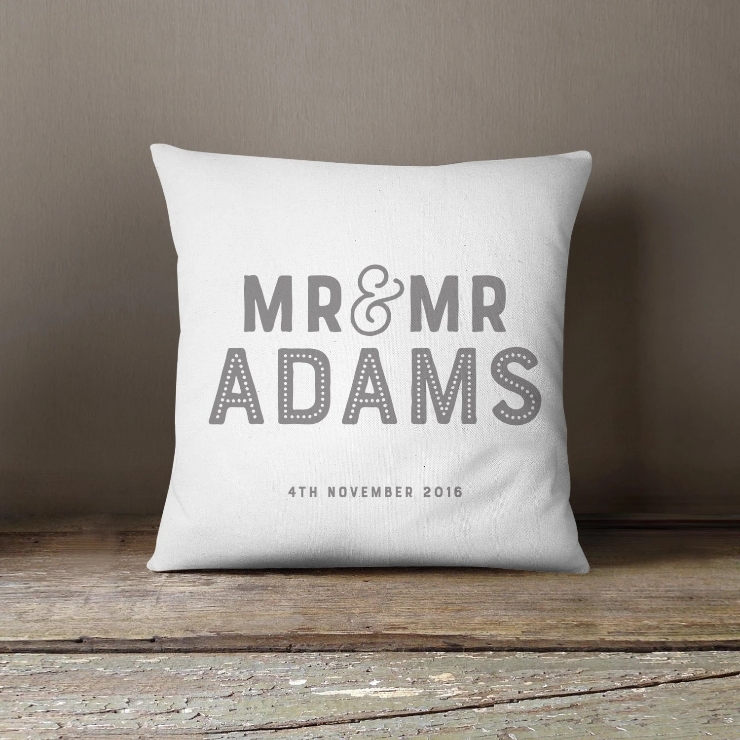 Personalised Wedding Couple Cushion | Grey, Blue, Pink Or Black - Image 4