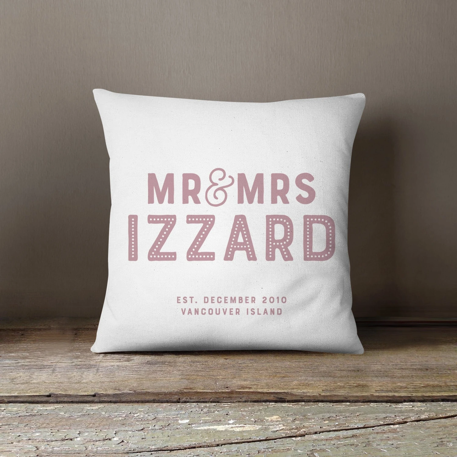 Personalised Wedding Couple Cushion | Grey, Blue, Pink Or Black - Image 3