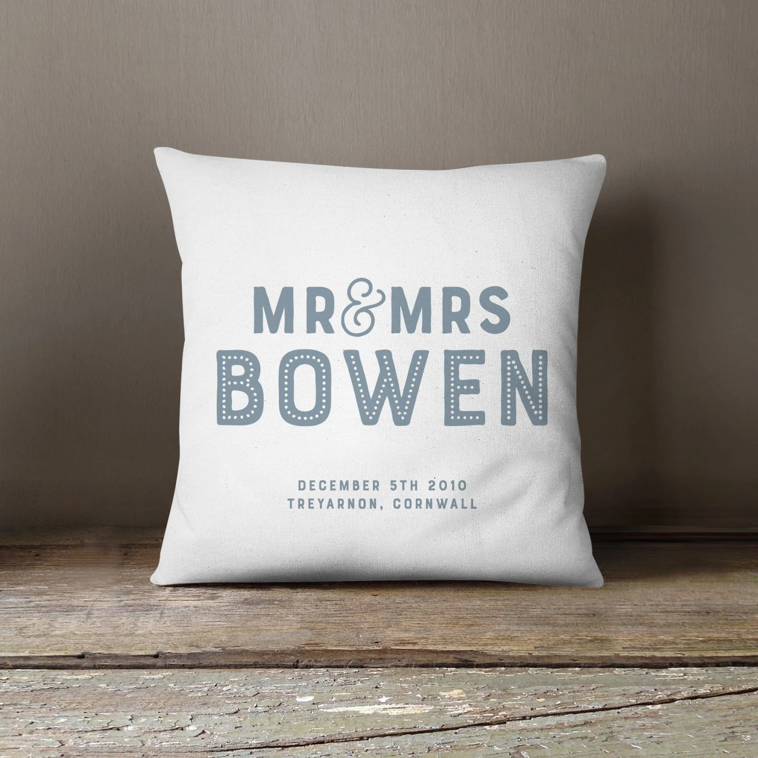 Personalised Wedding Couple Cushion | Grey, Blue, Pink Or Black