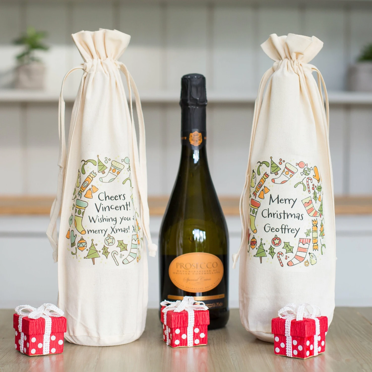 Personalised Christmas Bottle Gift Bag