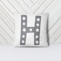 Personalised Scandi Initial Cushion | Blue, Navy, Grey Or Black