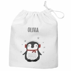 Personalised Christmas Penguin Gift Sack