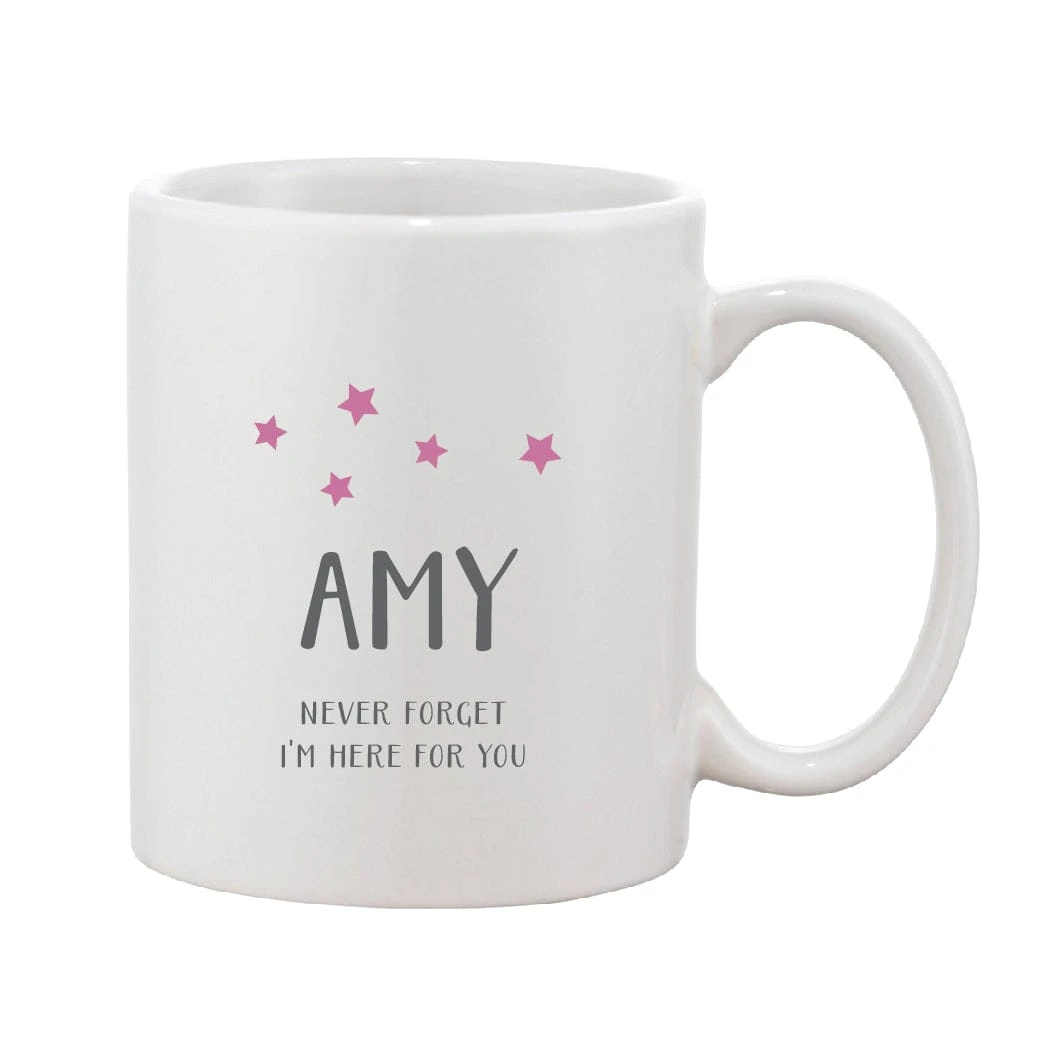 Grey & Pink Star Mug With Personalised Message - Image 2