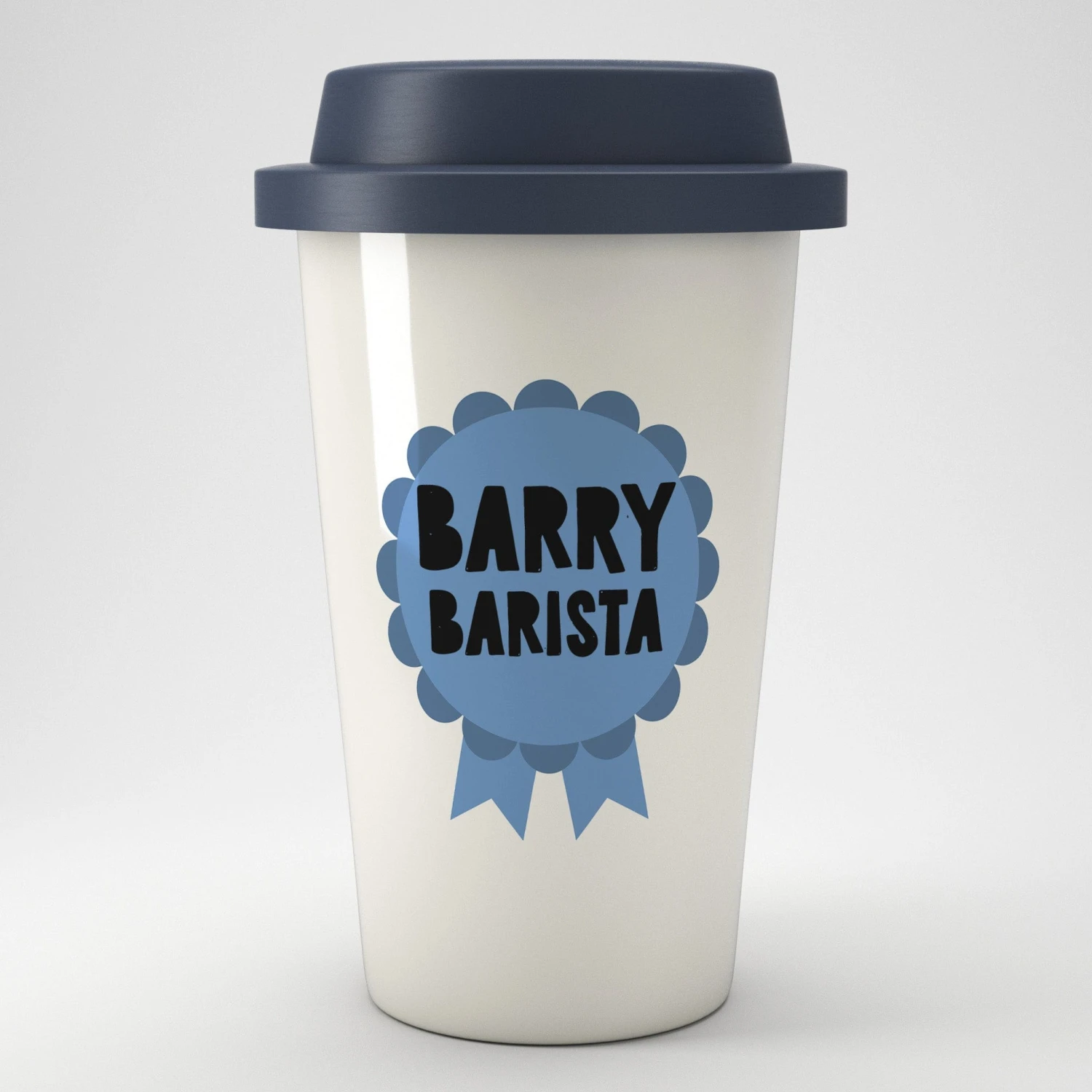 Personalised Rosette Eco Travel Mug (Grey, Pink Or Blue) - Image 3