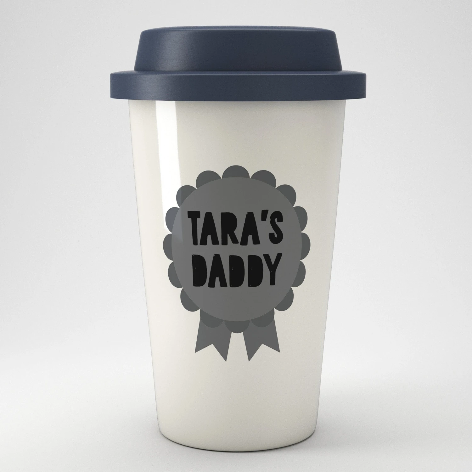 Personalised Rosette Eco Travel Mug (Grey, Pink Or Blue) - Image 2