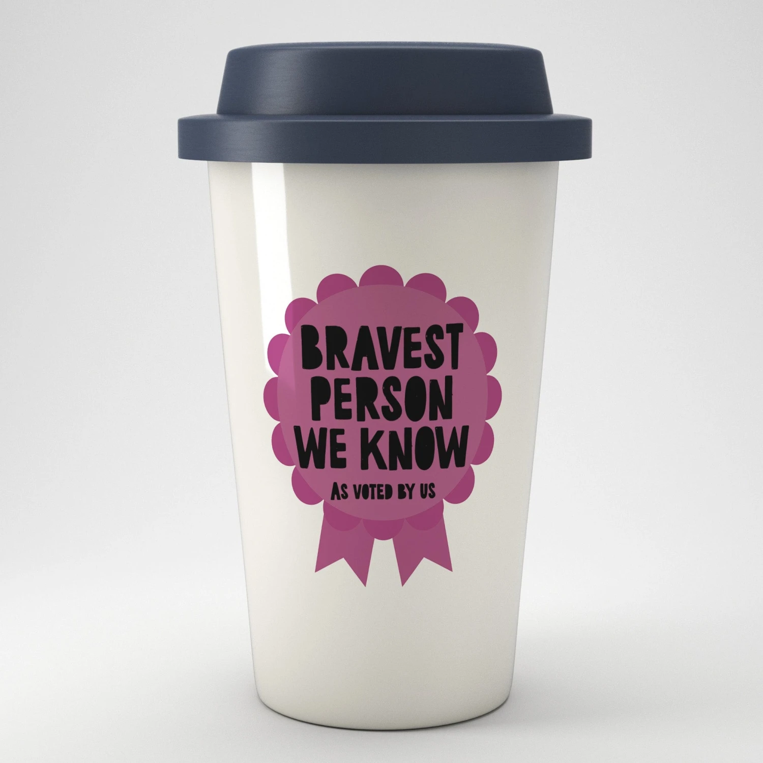 Personalised Rosette Eco Travel Mug (Grey, Pink Or Blue) - Image 4