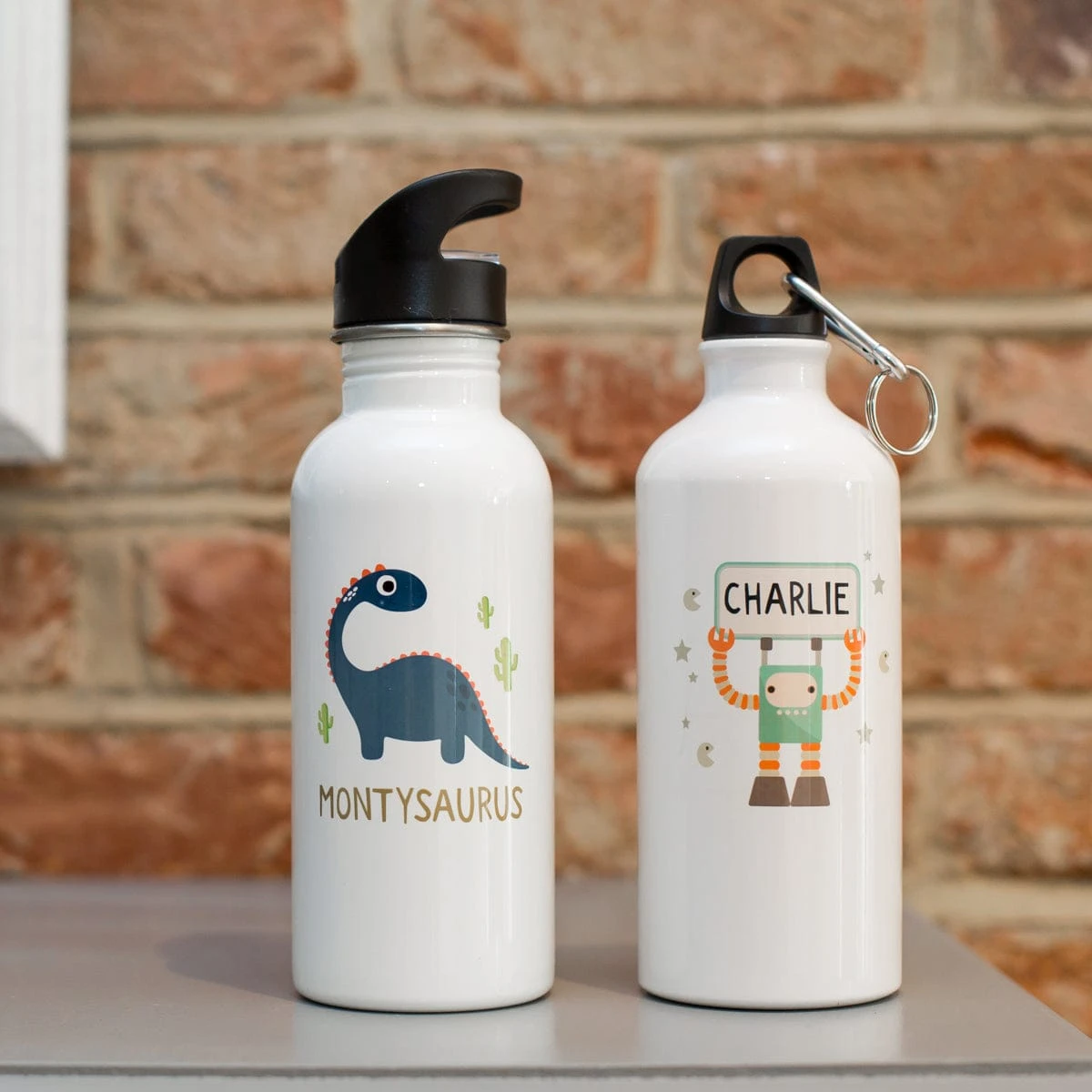 Children's Personalised Dinosaur Or Robot Water Bottle