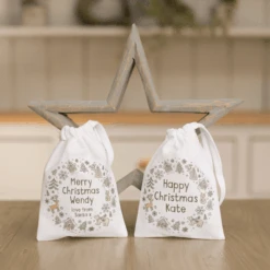 Personalised Christmas Scandi Wreath Gift Bag