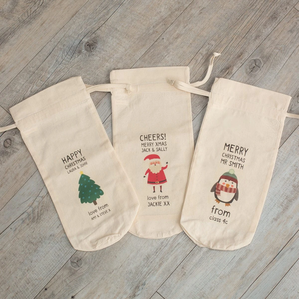 Personalised Christmas Characters Bottle Gift Bag - Various Designs - Image 2