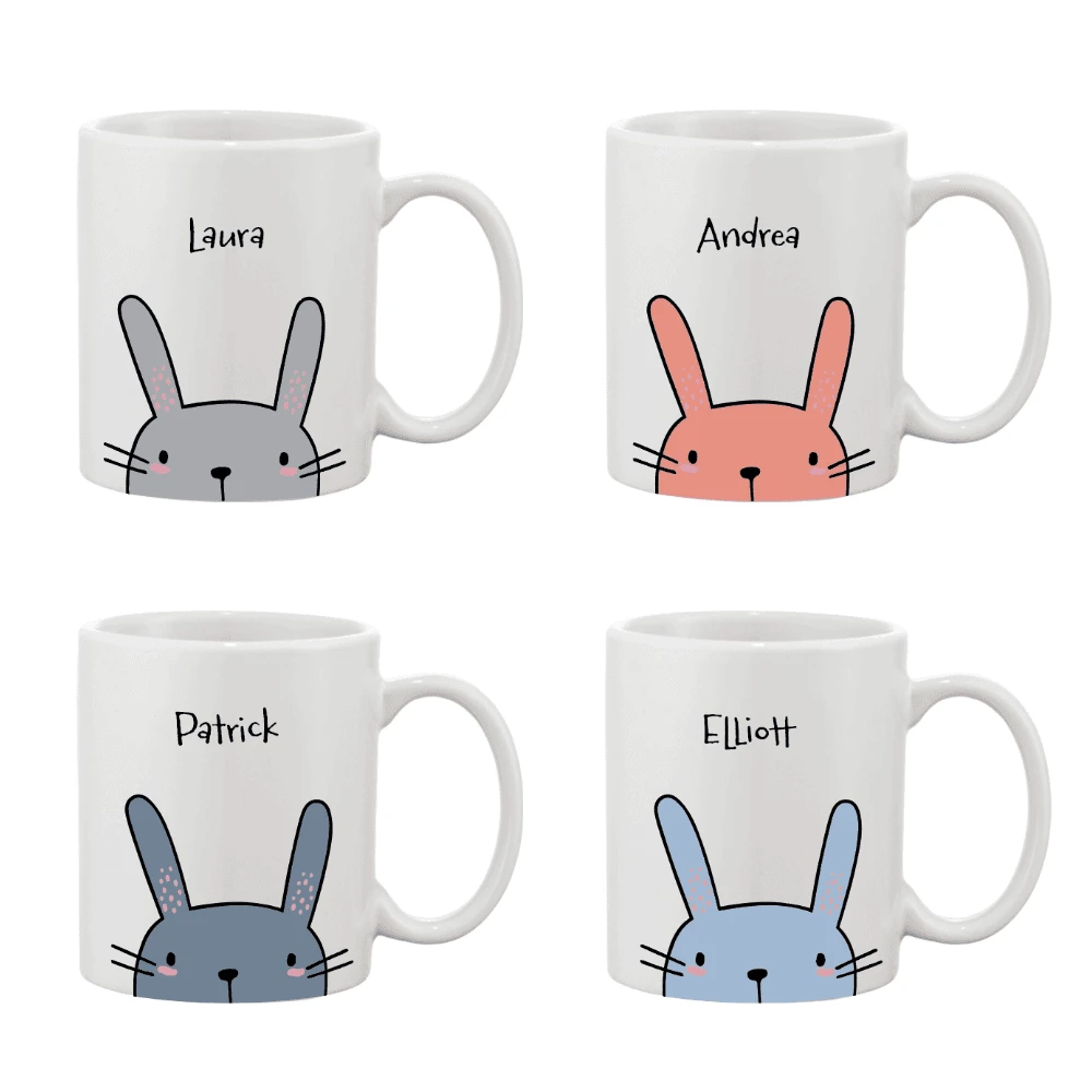 Personalised Name Bunny Adult Mug - Various Colours