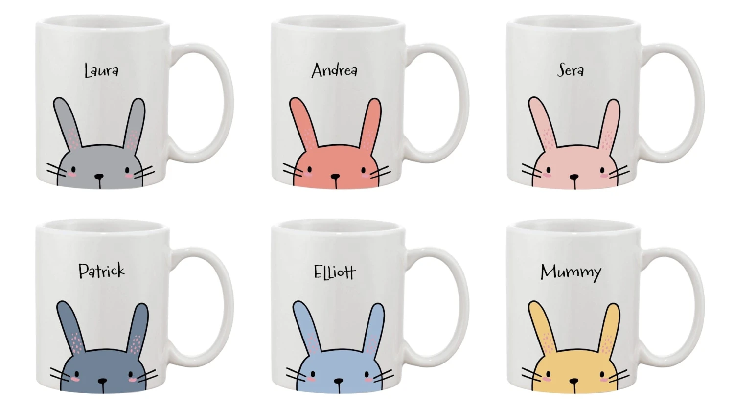 Personalised Name Bunny Adult Mug - Various Colours - Image 2
