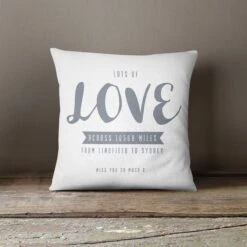 Personalised Love Across The Miles Cushion - Various Colours